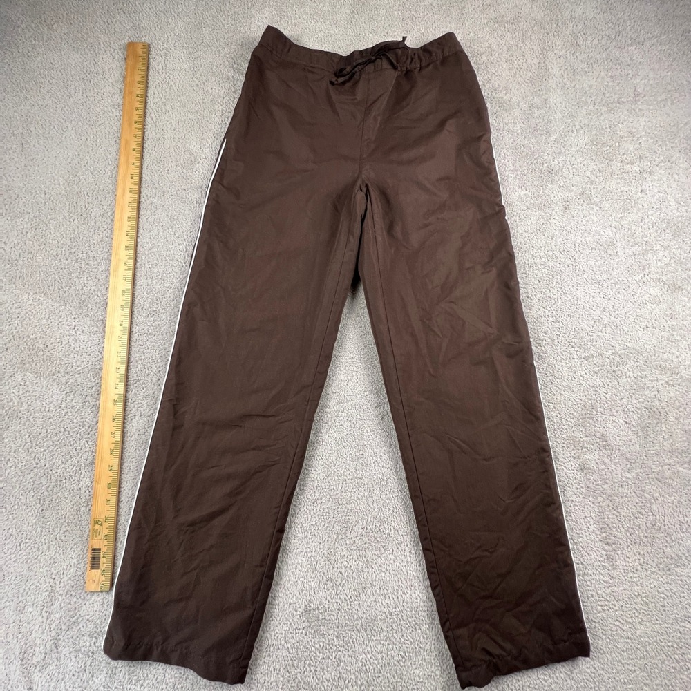 Athleisure Lined Joggers Track Pants Women Small Brown White Stripe Mesh